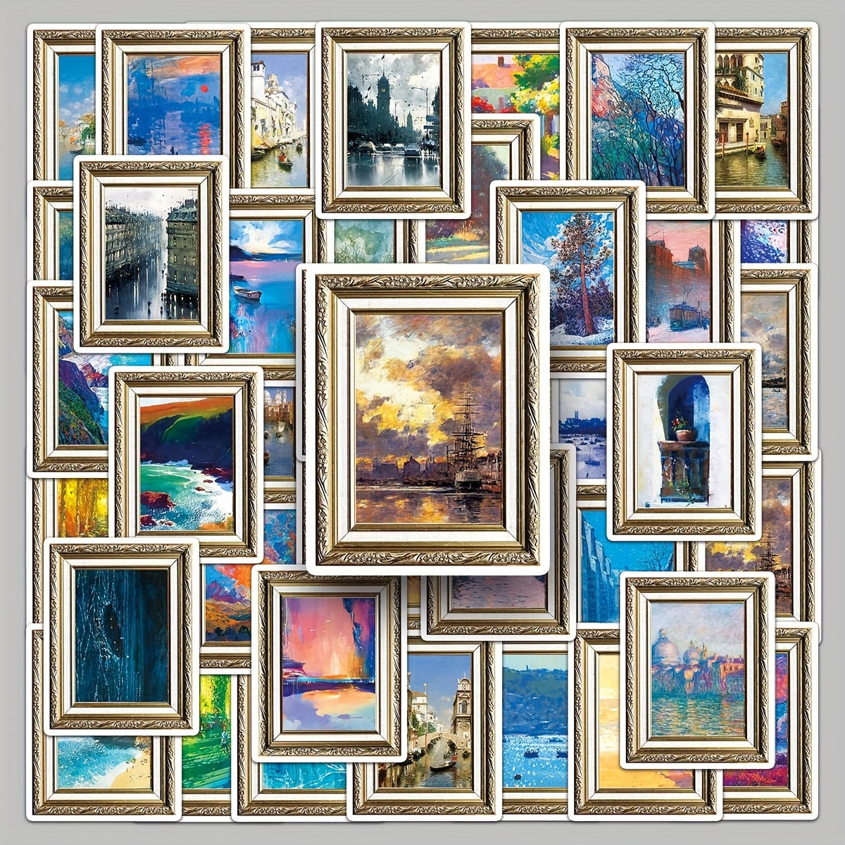50pcs Painting Art Scenery Graffiti Stickers Waterproof Decorative Stickers