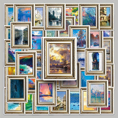 50pcs Painting Art Scenery Graffiti Stickers Waterproof Decorative Stickers