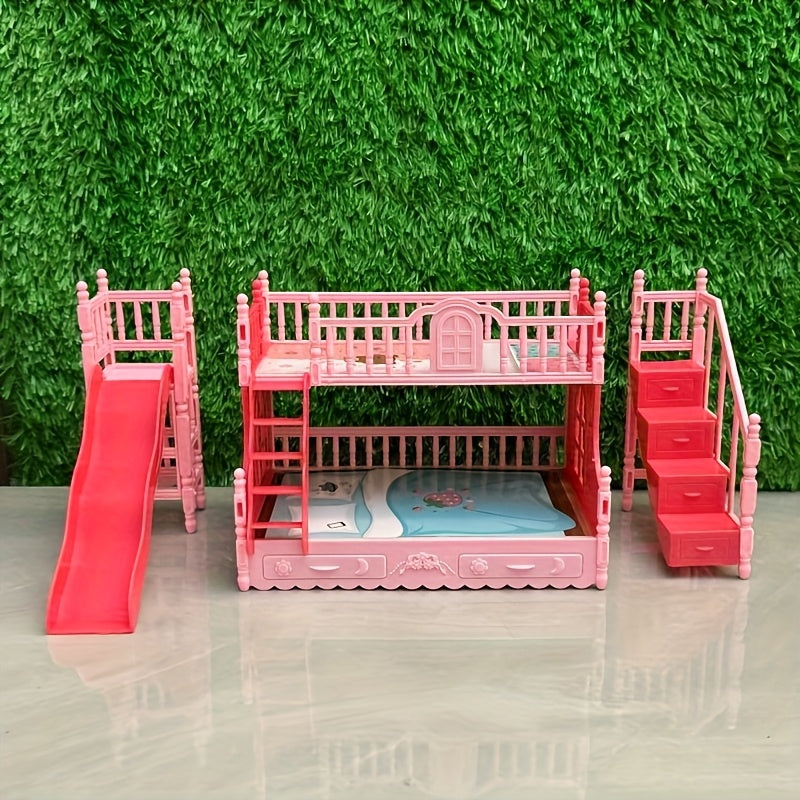 Dollhouse Mini Twin Slide Bed for Princess Room Decor