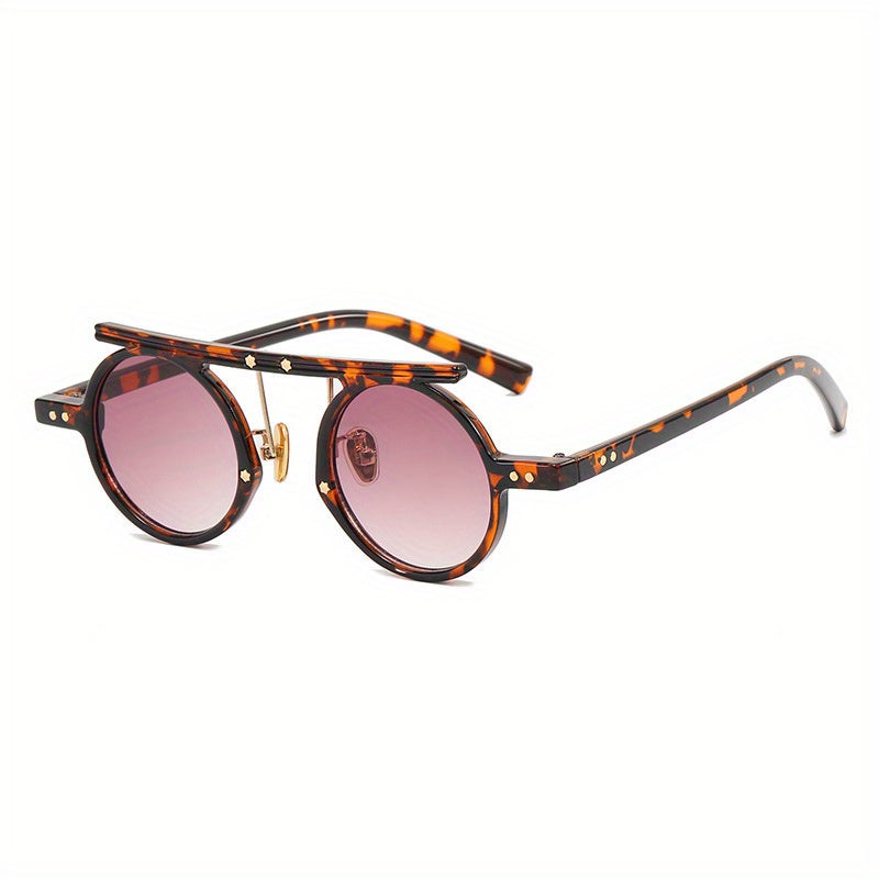 Round Sunglasses Retro Punk Rivet Beach Party Club UV400