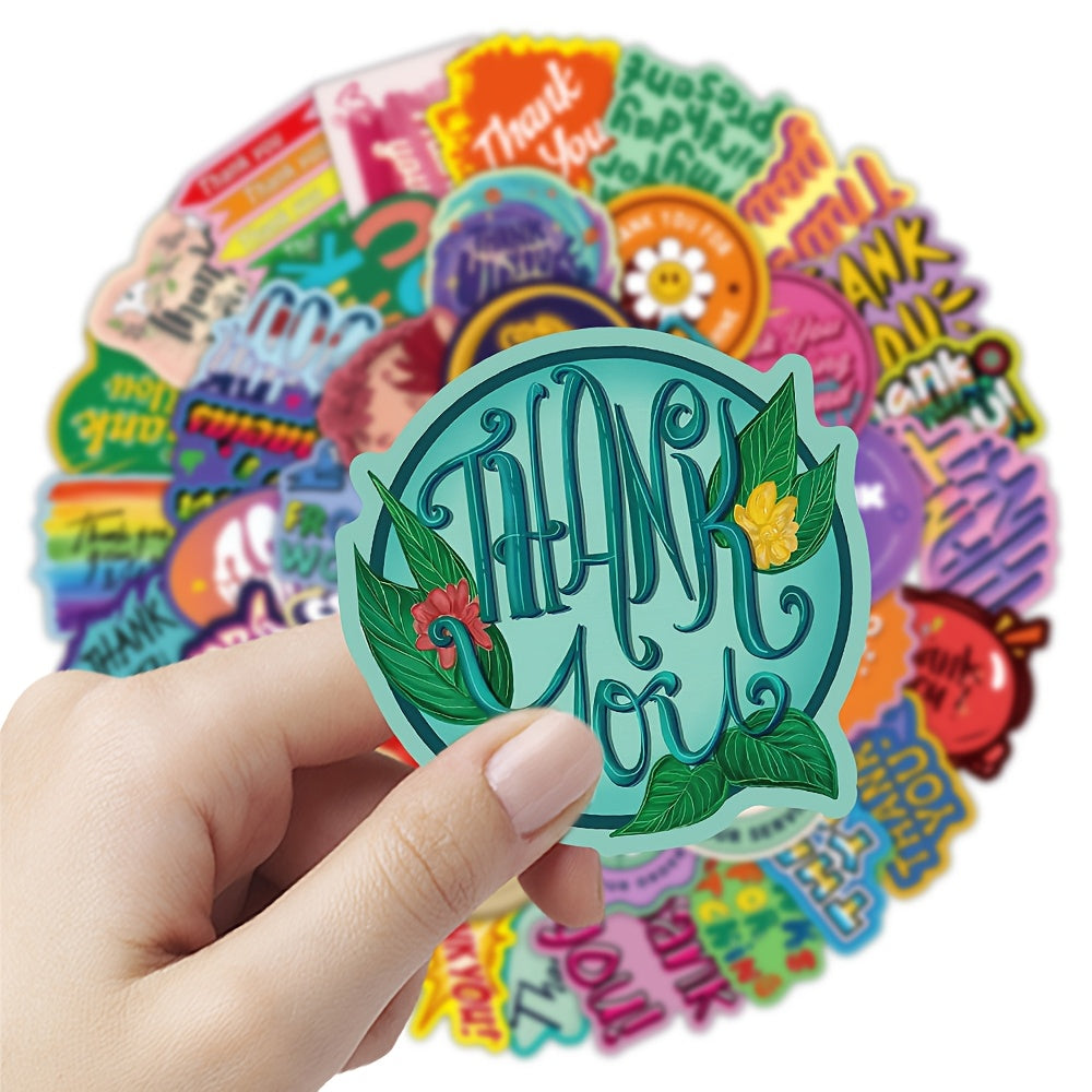 53 Pack Vinyl Thank You Decals for Scrapbooking Journals Laptops
