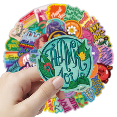 53 Pack Vinyl Thank You Decals for Scrapbooking Journals Laptops
