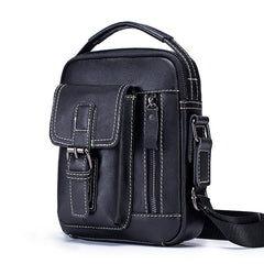 Cowhide Boy Satchel Leather Shoulder Bag Men's Retro Vertical Messenger Bag