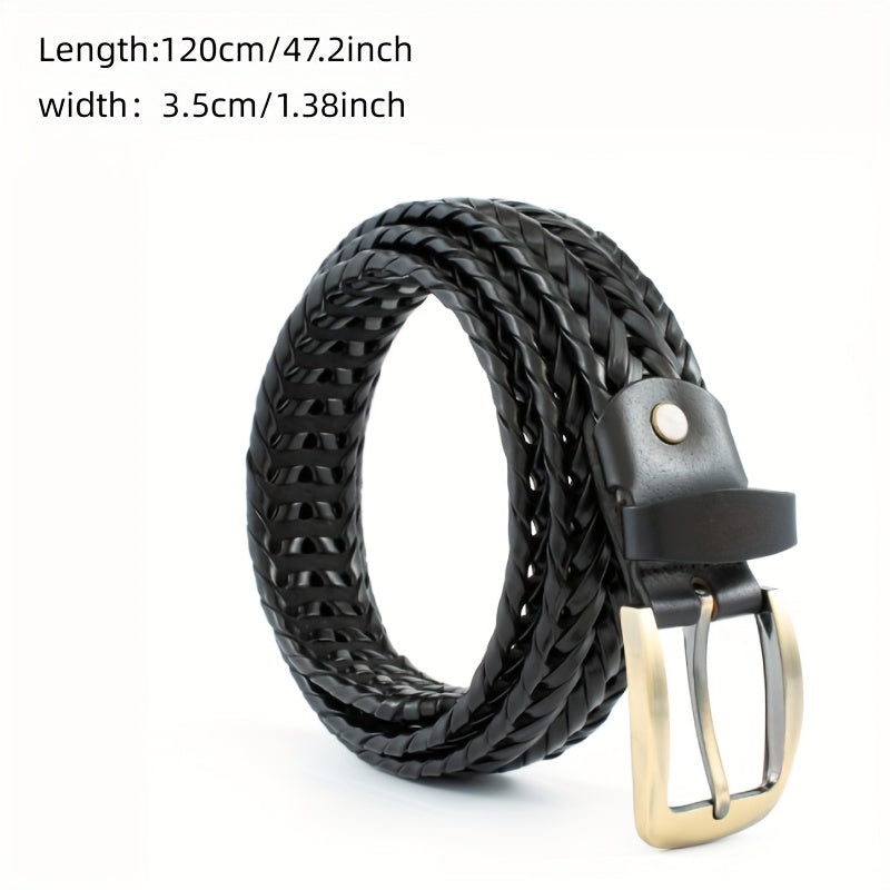 Woven Cowhide Belt Leather Belt Men's And Women's Jeans Sense Belt