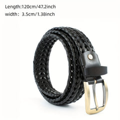 Woven Cowhide Belt Leather Belt Men's And Women's Jeans Sense Belt