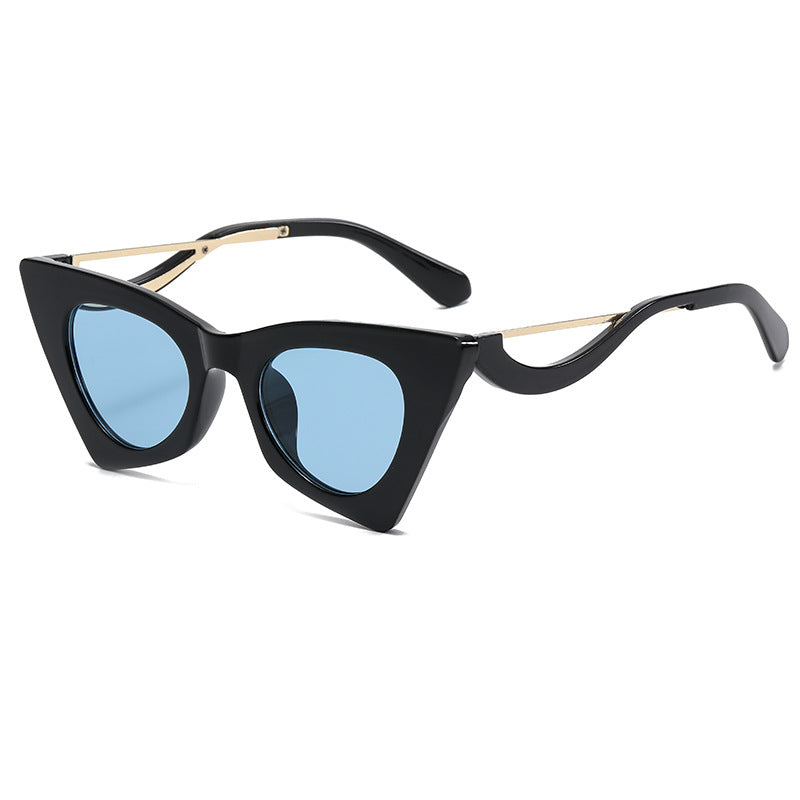 Irregular Polygon Cat Eye Sunglasses for Women Girls UV Protection Shades