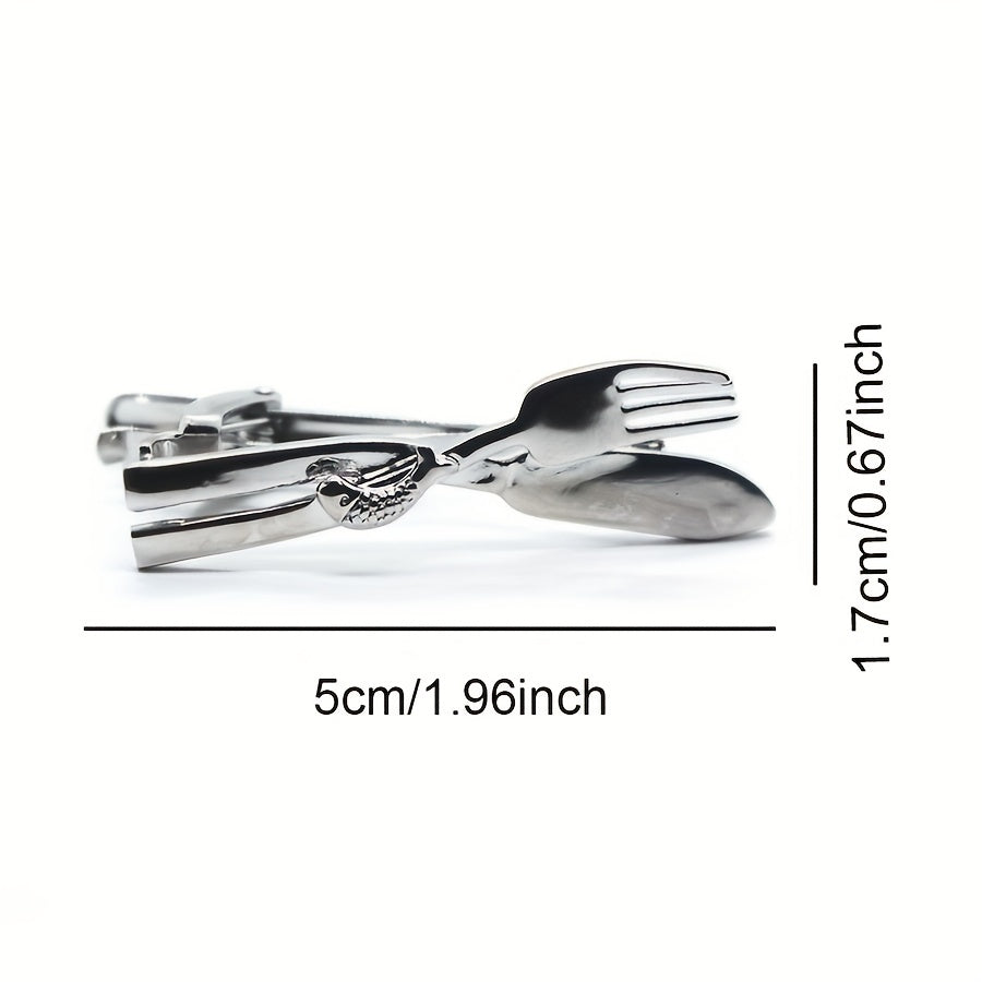 Silver Fork Tie Clip Men's Business Casual Decorative Accessory