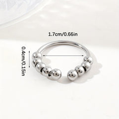 Stainless Steel Rotating Anxiety Relief Ring Adjustable Size