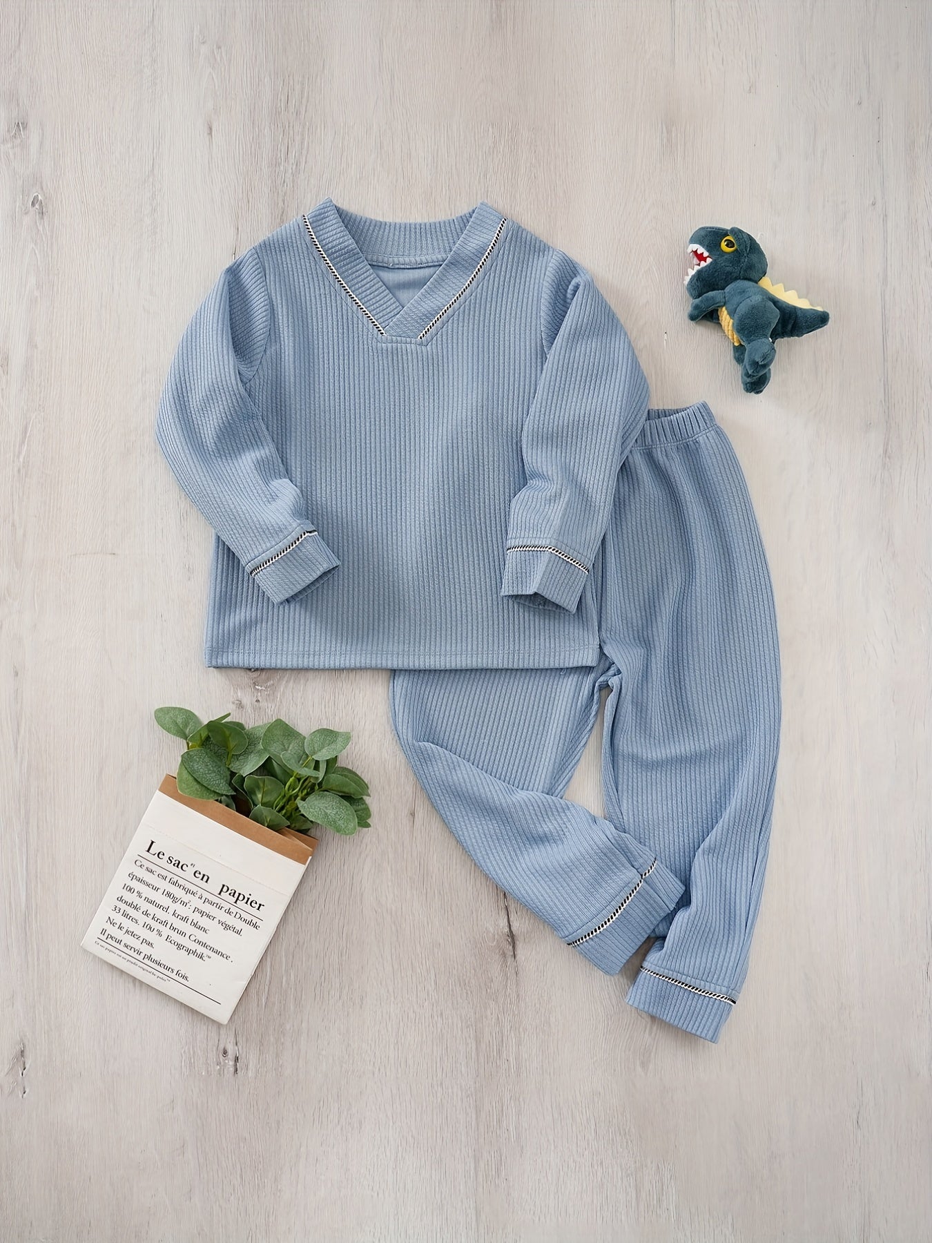 Toddler Pajama Set V Neck Pullover Top Pants Set