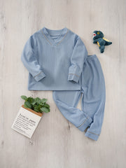 Toddler Pajama Set V Neck Pullover Top Pants Set