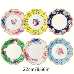 48pcs Chinese Style Disposable Paper Dinner Plate Large Flower Pattern