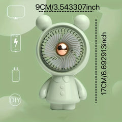 Summer Mini Strong Power Fan Durable Cartoon Handheld Small Fan