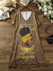  Casual Dress Women's Plus Figure & Floral Print V Neck Dress