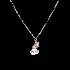 Friends Cloud Necklace Pendant Rainbow Splicing Couple Good Girlfriends