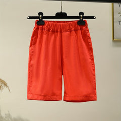 Kids Cotton Linen Casual Sweat Shorts Elastic Waist