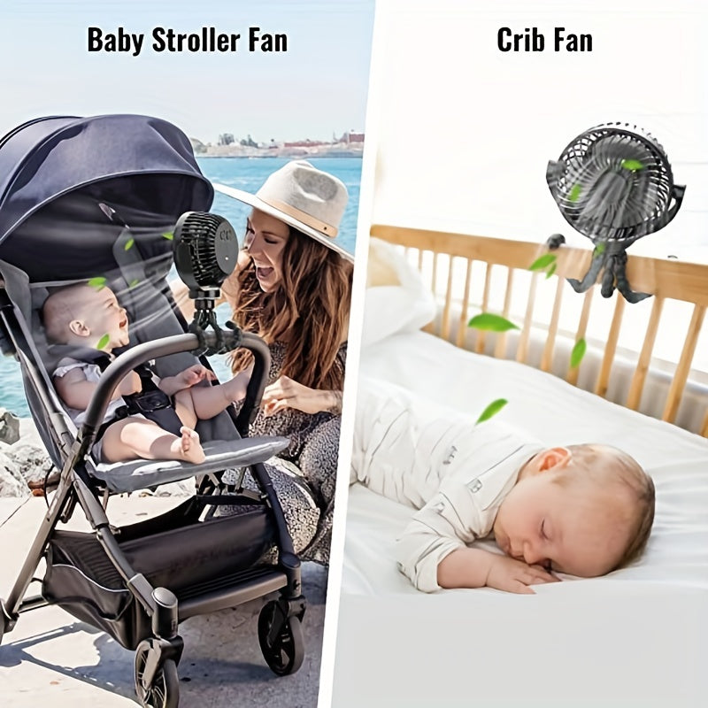 Portable Fan with Removable Tripod for Baby Stroller & Car - USB Clip-on