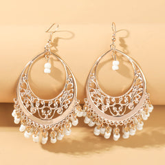 Boho Beaded Dangle Drop Earrings Hollow Tassel Earrings