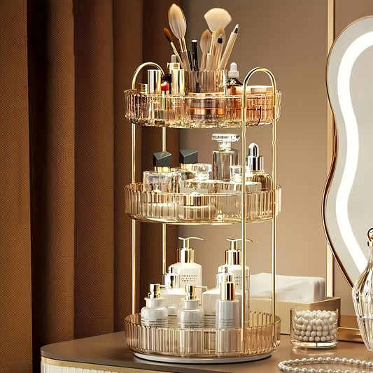 360 Rotating Makeup Organizer High Capacity Clear Make Up Storage