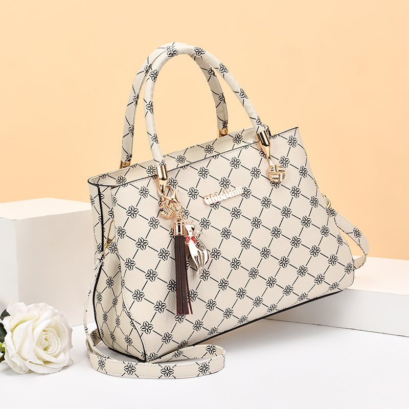 Geometric Top Handle Bag Zipper Shoulder Bag