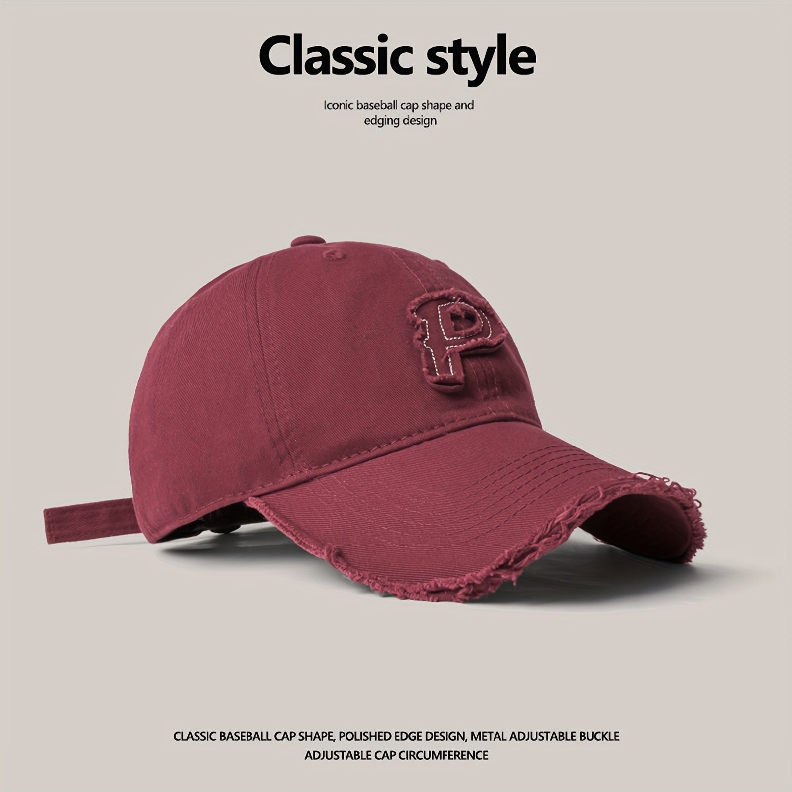 Men's Letter P Patch Baseball Cap Sun Hat