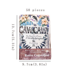 50 Pieces Retro Paper for Decorating - Mushroom Butterfly Flower