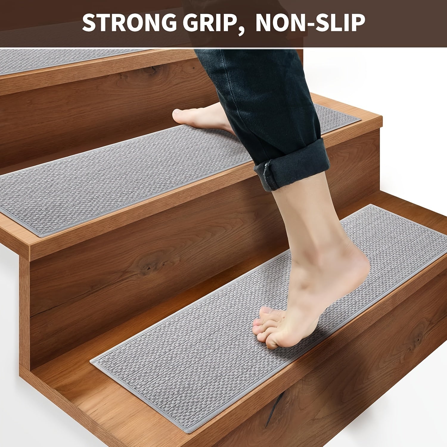 7pcs Linen Stair Treads Non Slip Self Adhesive Backing