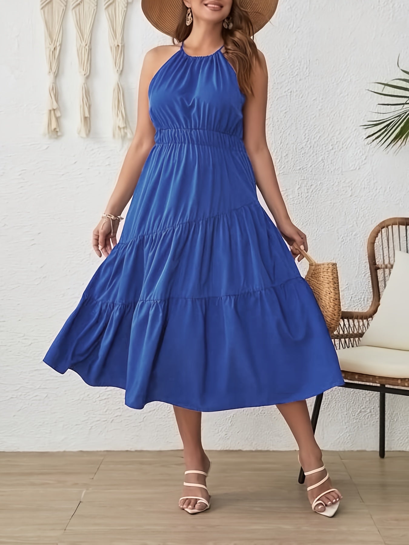  Halter Neck Maxi Cami Dress