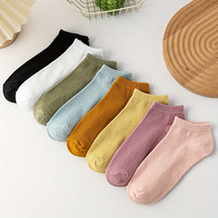 8 Pairs Solid Crew Socks Women's Stockings