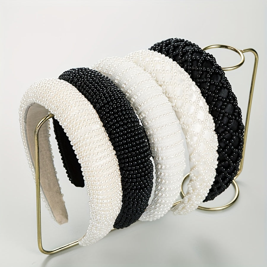 Faux Pearl Head Hoop Sponge Headband Hair Band Seamless