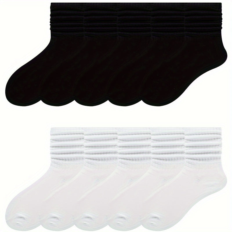 10 Pairs Comfy Breathable Women's Solid Socks All match Stockings & Hosiery