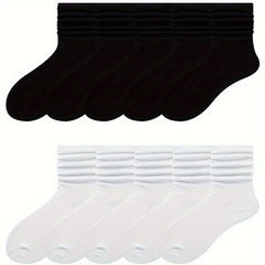 10 Pairs Comfy Breathable Women's Solid Socks All match Stockings & Hosiery