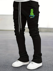 Men's Alien Pattern Drawstring Bell Bottom Pants