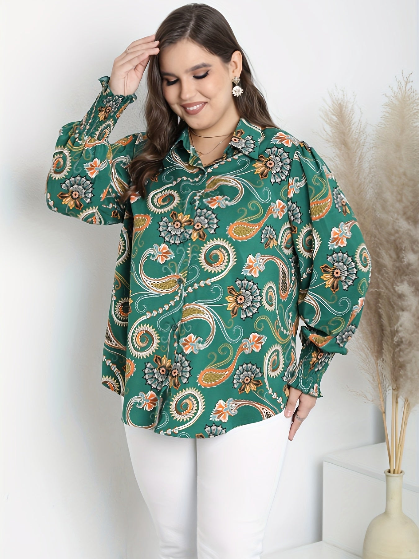  Paisley Floral Print Boho Blouse