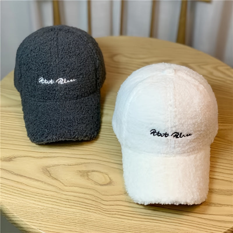 Warm Winter Wool Baseball Cap with Letter Embroidery