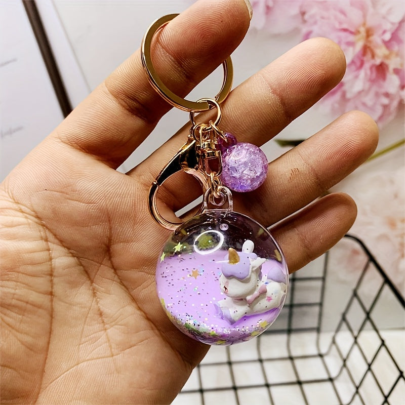 Crystal Ball Pendant Liquid Quicksand Keychain Car Key Chain