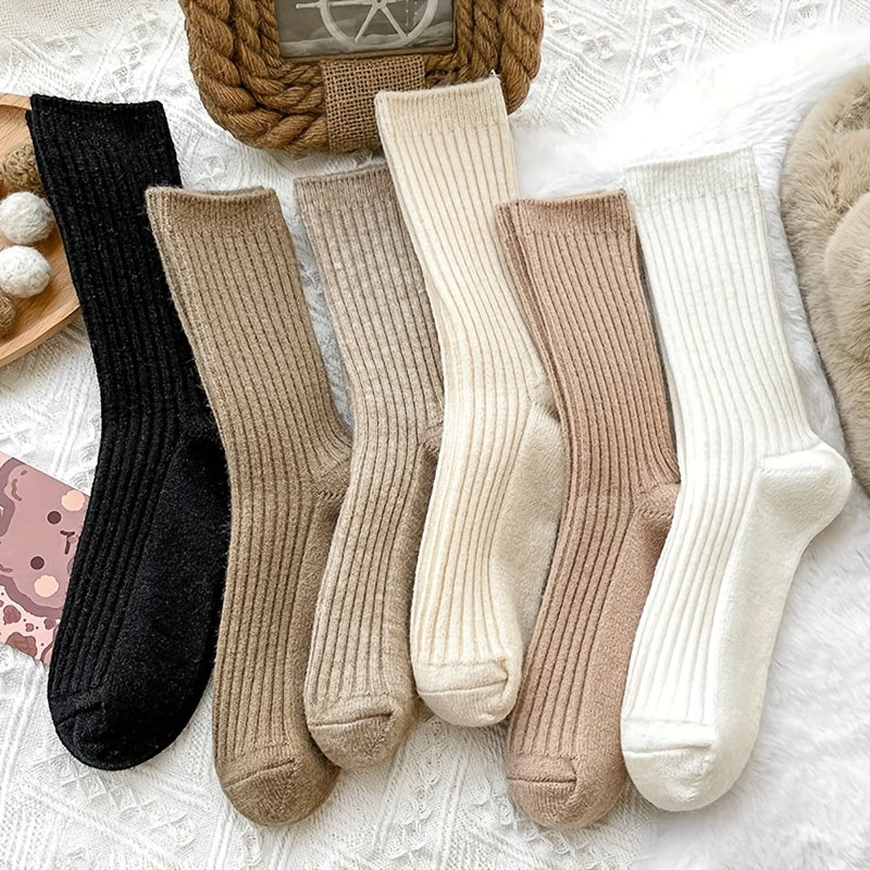 6 Pairs Comfy & Warm Mid Tube Socks Women's Stockings