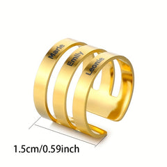 Personalized Engraved Name Ring Stainless Steel Adjustable Finger Ring