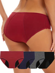 4pcs Solid Period Panties & Comfy Leak proof Stretchy Intimates Panties
