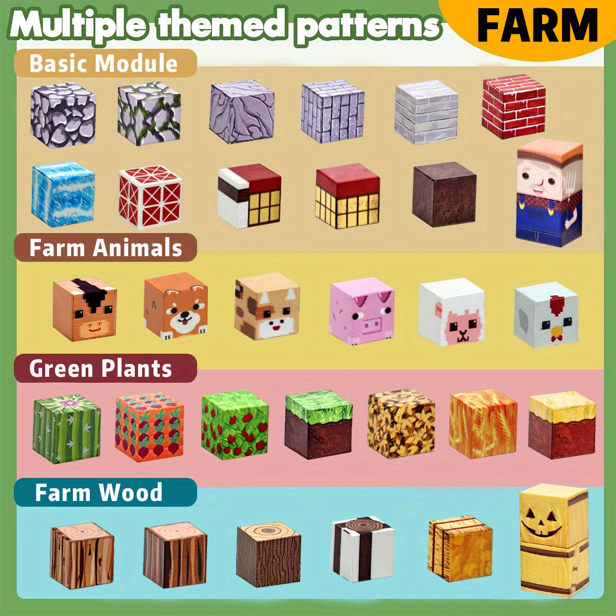 Farm Magnetic Blocks Building Toys for Kids, STEM Construction Set