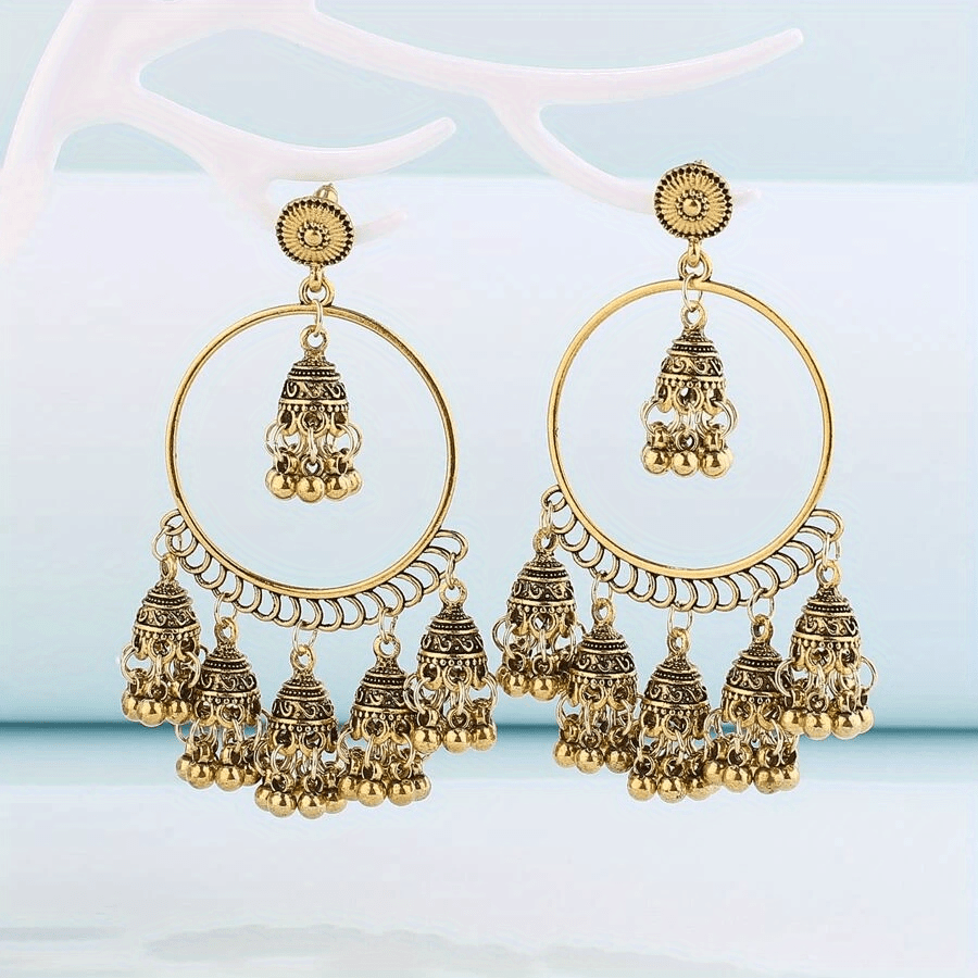 Vintage Indian Hoops Jhumka Earrings - Female Jewelry