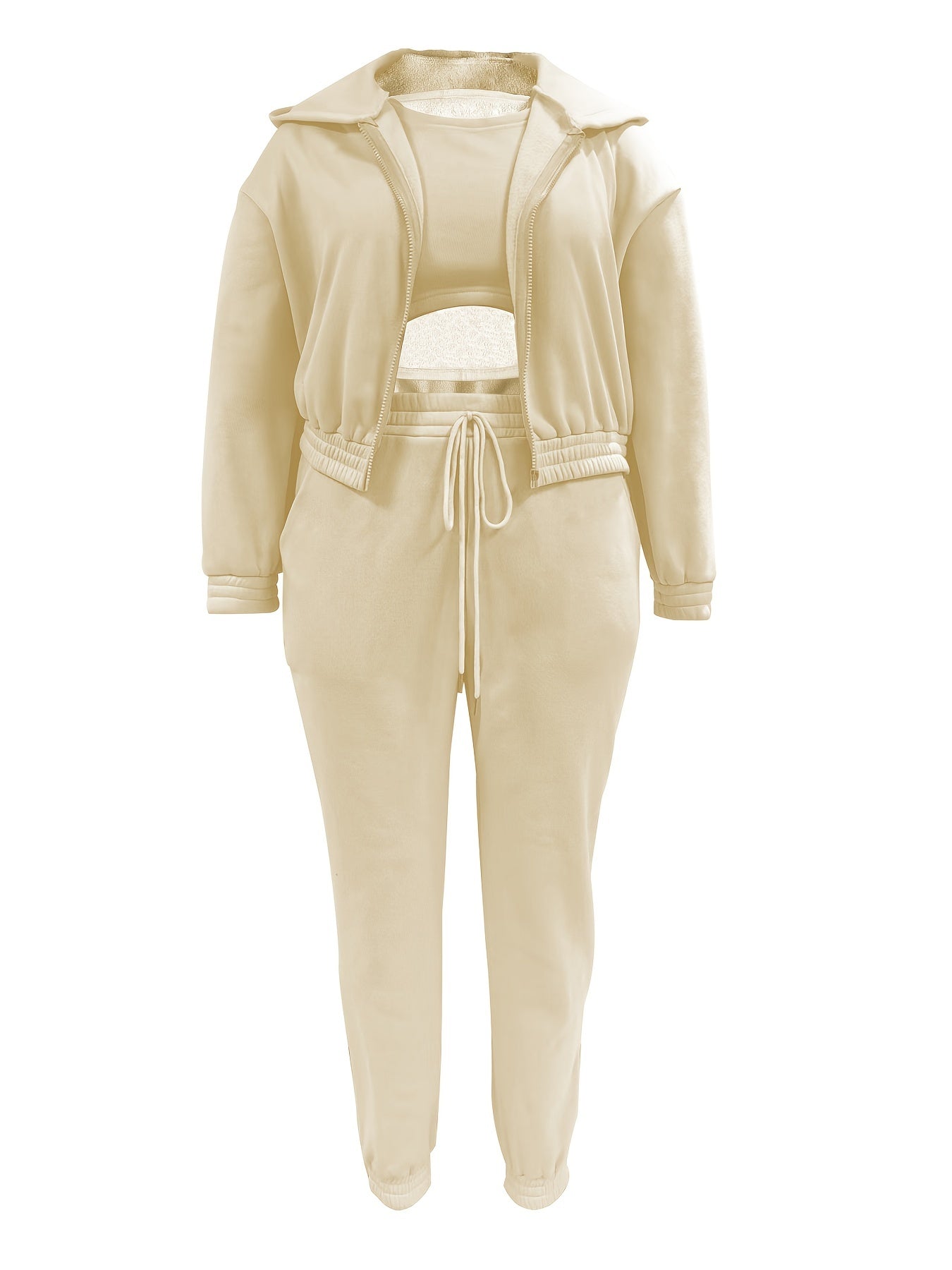  3-Piece Zip Up Hoodie, Tank Top & Pants Set