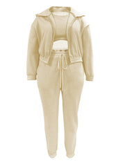 3-Piece Zip Up Hoodie, Tank Top & Pants Set