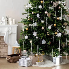 24pcs Christmas Tree Crystal Pendants Clear Acrylic Icicle Ornaments 2 Styles