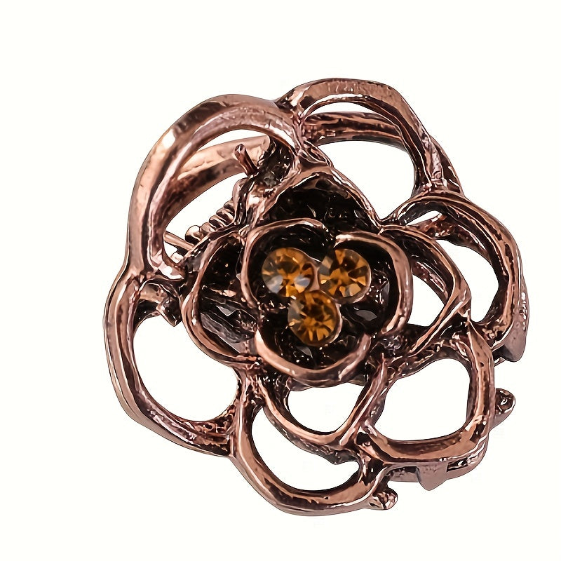 5pcs Vintage Hair Claw Mini Metal Hair Claw Hollow Flower Shaped