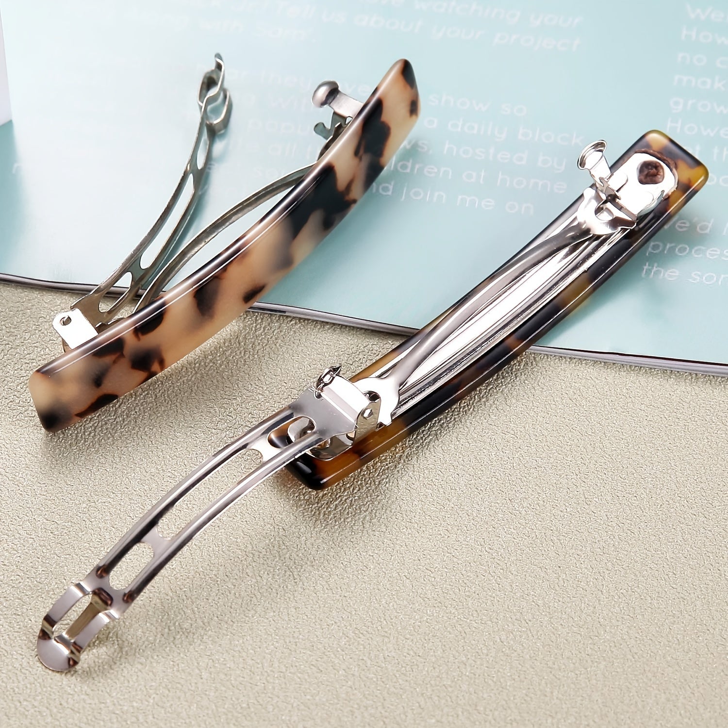 2pcs Tortoiseshell Hair Clip French Barrette Acetate Headwear