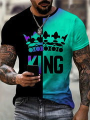Colorful King Letter Graphic Print Men's T Shirt