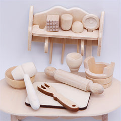 11pcs Unpainted Wooden Kitchen Baking Props DIY Ornaments
