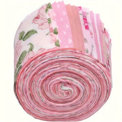 42 Pack Pink Jelly Roll Fabric Strips Pre Cut Quilting Strips Vintage Floral Pat