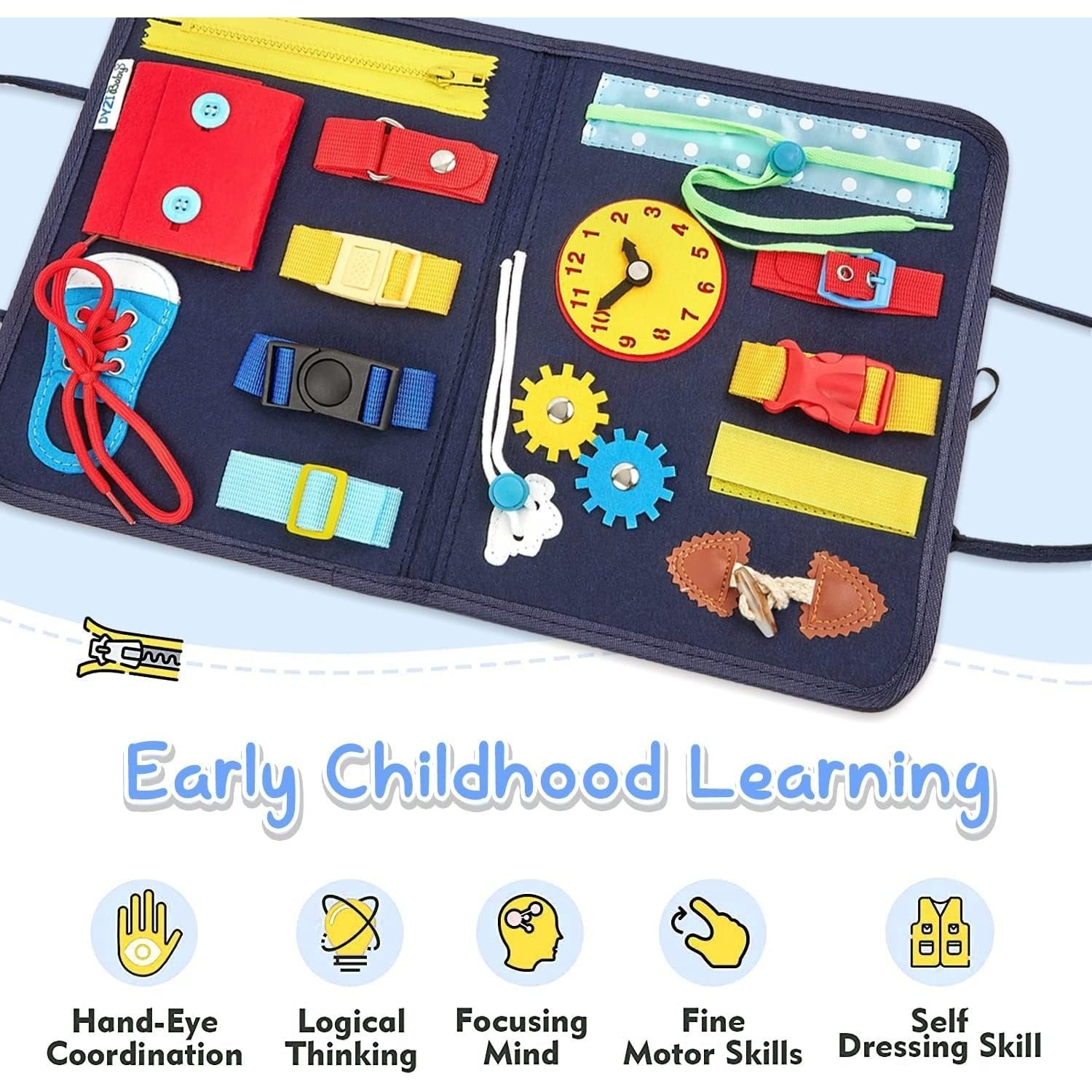 DYZI Busy Board - Sensory Travel Toy - Early Development Toy