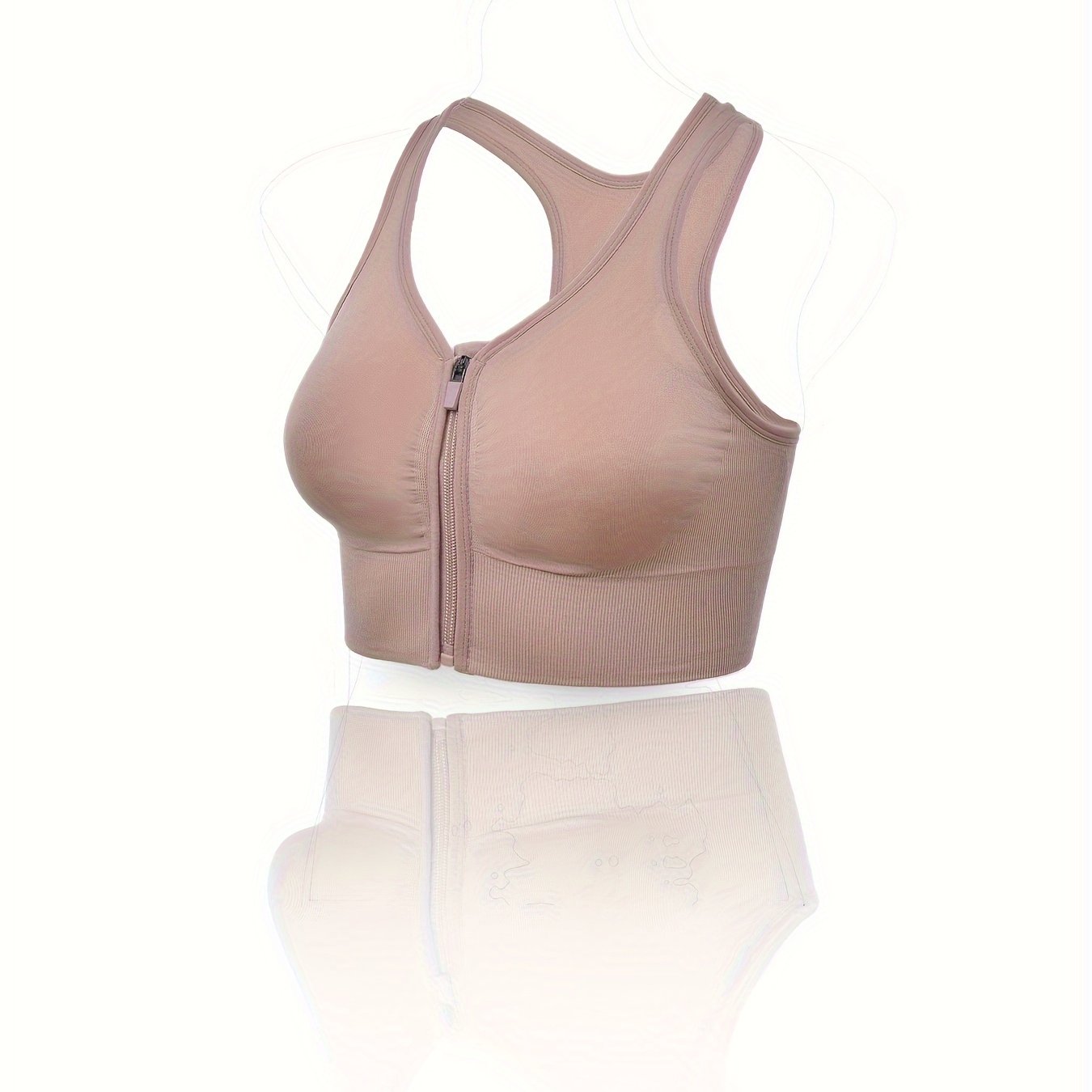 Cut Out Zipper Sports Bra Breathable Push Up Shockproof Women's Underwear